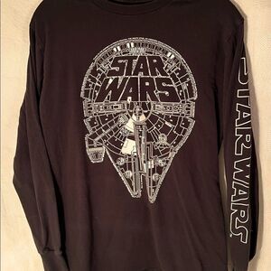 Star Wars Millennium Falcon Long Sleeve Black T-Shirt  Sz Small.